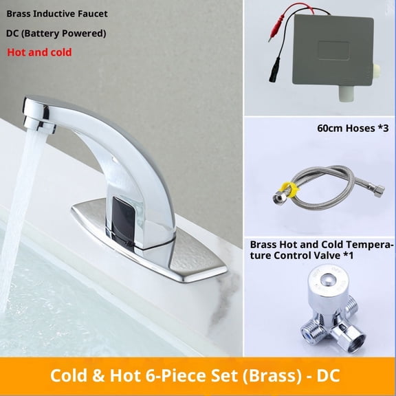 Touchless Bathroom Sink Faucet, Motion Automatic Sensor Faucet with Hole Cover Plate, Chrome for Water Bath Commercial Lavatory Farmhouse