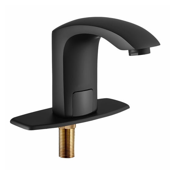 Touchless Faucet, Automatic Motion Sensor Sink Faucet for Bathroom, Matte Black, Battery Operated, Adjustable Temp, 9/16 in Pipe, Commercial Lavatory