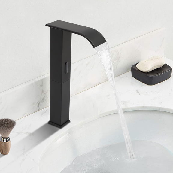 Touchless Faucet, Infrared Sensor Faucet, Black Hot Cold Mixer Tap, High Spout, Fast 3.9" Response, Smart Auto Stop, Stainless Steel, Painted Finish, Durable Ceramic Valve, Adjustable Temp