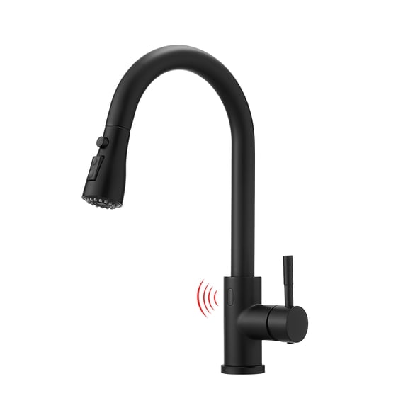 Touchless Kitchen Faucet Motion Sensor, Hands Free Automatic Kitchen Faucet with Pull Down Sprayer, 3 Modes Nozzle 360 Swivel Stainless Steel Black