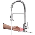 thumbnail image 1 of Touchless Kitchen Faucet with Pull Down Sprayer, Infrared Motion Brushed Nickel Spring Sink Faucets with 10'' Deck Plate, Single Handle Stainless Steel Sink Faucet Suit to 3 Holes Countertop, 1 of 6