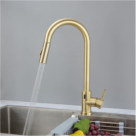Touchless Kitchen Faucet, Stainless Steel Kitchen Sink Faucet with Pull Down Sprayer,High Arc Smart Motion Sensor Single Handle Kitchen Faucet with 2 Functions Sprayer, Deck Mounted,Black