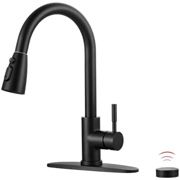 Touchless Kitchen Faucet Stainless Steel: Mobile Motion Sensor Kitchen Sink Faucet with Sprayer, Automatic Smart Kitchen Faucet for Sink 1 or 3 Hole, Matte Black