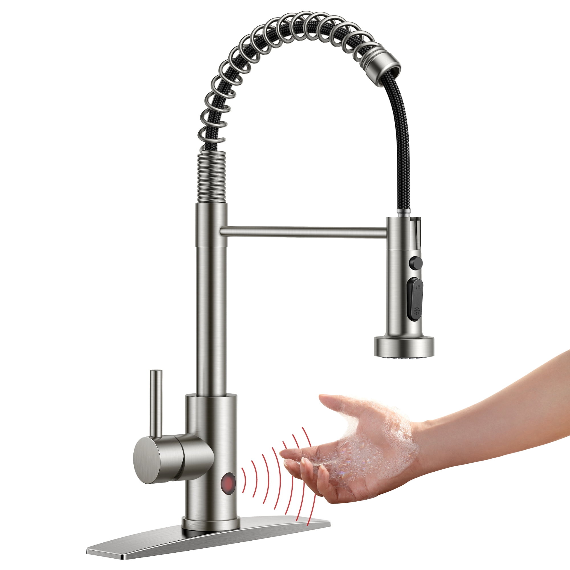 Touchless Kitchen Faucets with Pull Down Sprayer(3 Modes), Brushed ...
