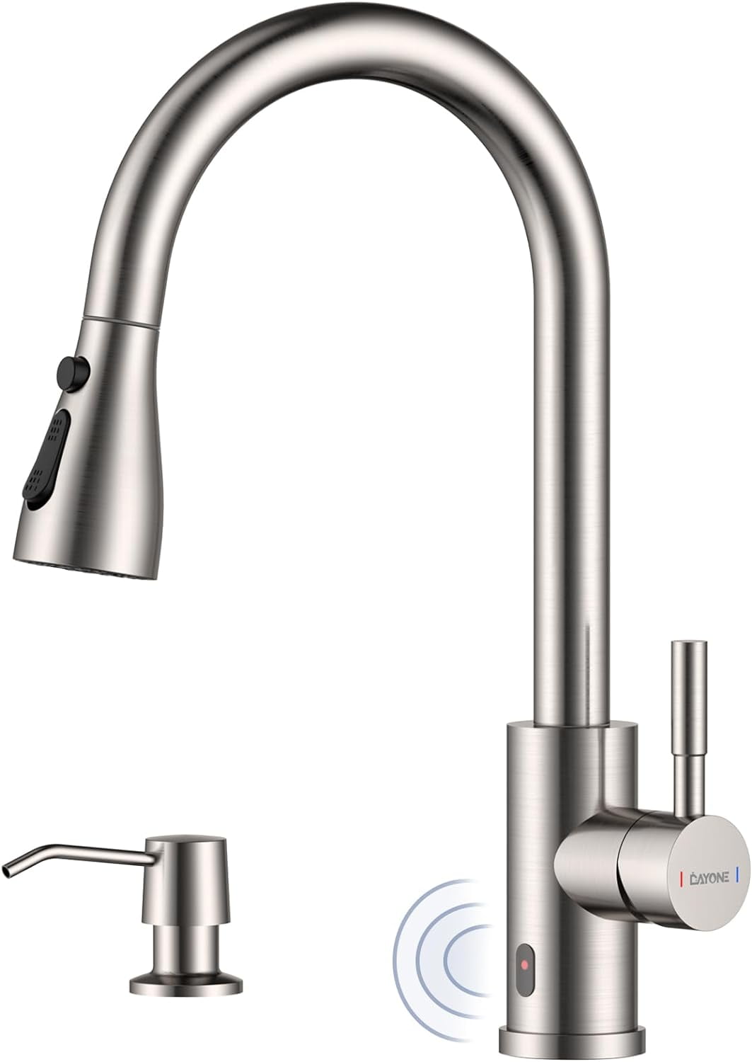 Pfister Tegley Stainless Steel Kitchen Faucet With Pull-Down Sprayer & Soap Dispenser - High Arc, 1-4 Hole Installation