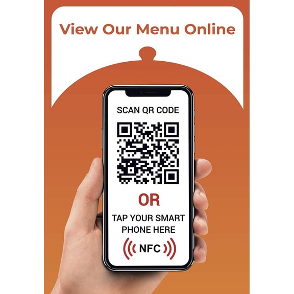 Touchless Menu - QR Code and NFC Tag - View Menus Online - Two-Sided Contactless Decal - Perfect for Storefront Window, Table, Drive-Thru, Takeout and Pickup Locations