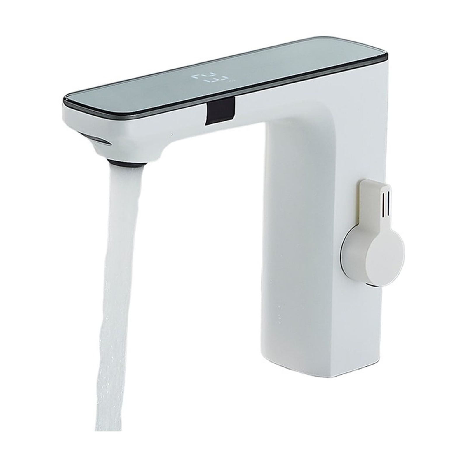 Touchless Sensor Basin Faucet, Brass Smart Digital Display Bathroom Sink Faucet, Grey Sense Hot Cold Water Mixer Tap Battery Power