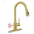 thumbnail image 1 of SUNRINX High Arc Kitchen Faucets With Pull Down Sprayer, Stainless Steel Sink Faucet, Brushed Gold, Non-Contact Sensor, 2 Water Flow Modes, 1 of 11