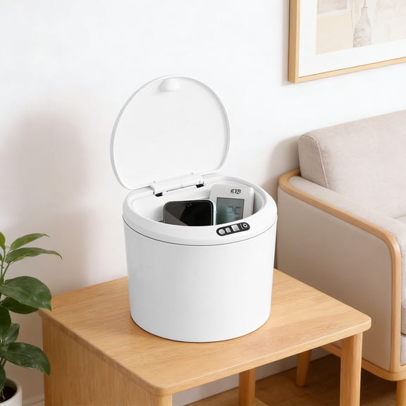 Touchless Smart Sensor Waste Bin, 0.8 Gallon, Auto Lid Motion Activated Trash Can For Home Kitchen And Car Storage, In White Or Khaki