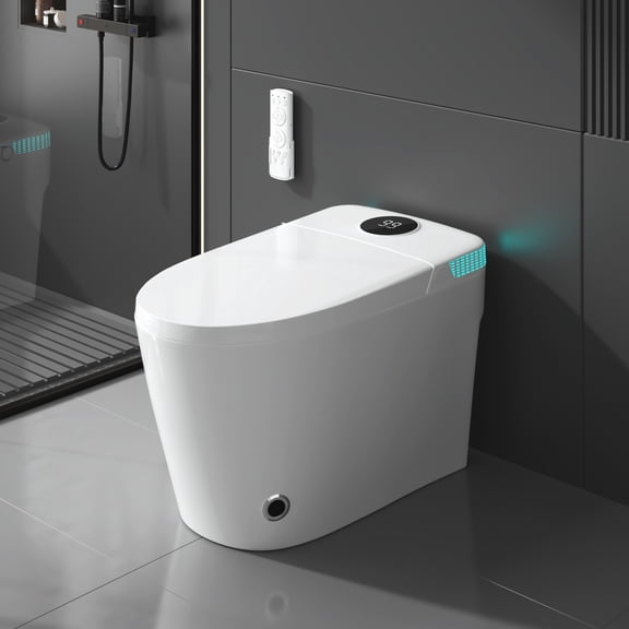 Vipbear Smart Toilet with Built-in Bidet, Bidet Toilet with Heated Seat, Multiple Cleaning Modes, One Piece Toilets with Child Mode, Dual Flush, Warm Water & Dryer, Self-Cleaning Nozzle