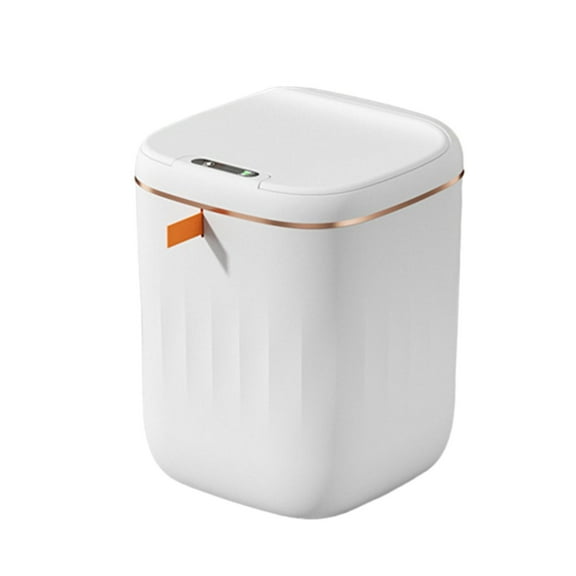 Touchless Trash Can Automatic Garbage Can Toilet Rubbish Bin Bathroom Trash Cans with Lids for Kitchen Bedroom Corner Outdoor 20L white gold