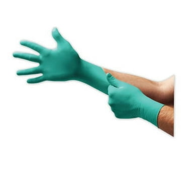 Touchntuff® 92-500 Disposable Nitrile Gloves, Rolled Cuff, Size 8.5 to 9, Green