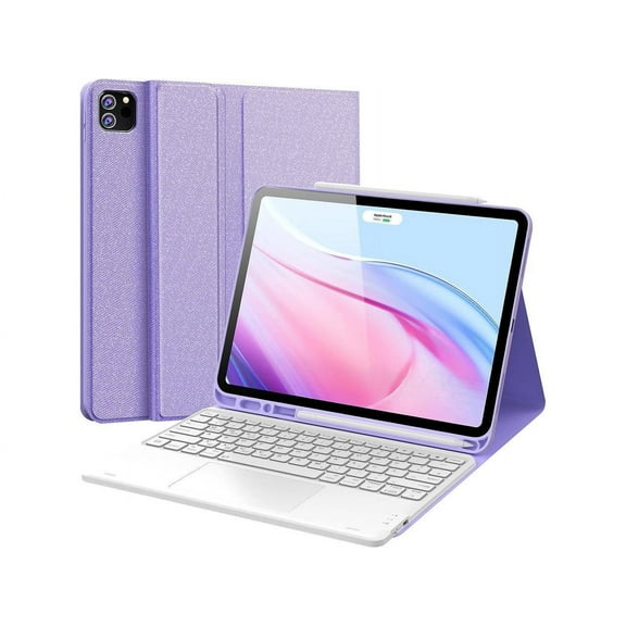 Touchpad Keyboard Case for iPad 2017 2018 5th 6th Generation, 9.7 Inch iPad Air 2 / Air 1, Smart Stand Cover with Detachable Wireless Magnetic Keyboard, Pencil Holder