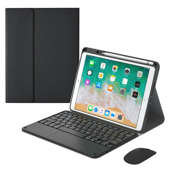 Touchpad Keyboard Case for iPad 9th Generation 2021 / 8th Gen 2020 / 7th Gen 2019 with Pencil Holder, Magnetic Detachable Bluetooth Keyboard Stand Cover with Mouse for iPad 10.2 inch