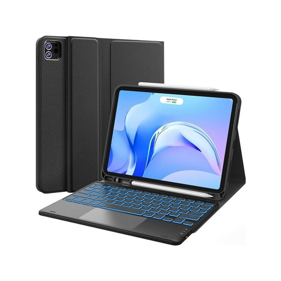Touchpad Keyboard Case for iPad Air 11 Inch 2024 M2, 7-Color Backlight, Pencil Holder, Bluetooth Keyboard Cover for for iPad Pro 11 inch 4th/3rd/2nd/1st Gen, iPad Air 5th & 4th Gen 10.9 inch