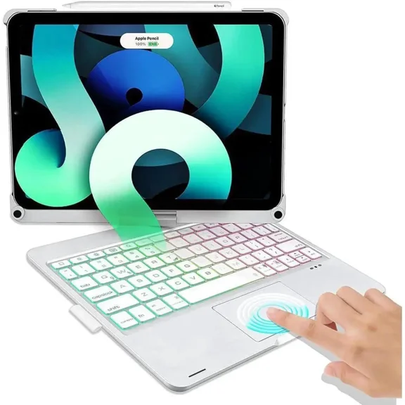 Touchpad Keyboard Case for iPad Air 11 Inch M4 M3 M2 2026 2025 2024 iPad Pro 11 Inch 2022 2021 2020 2018 iPad Air 5th 4th Gen 10.9 with Multi-Touch Trackpad / Pencil Holder 360° Rotatable 7 Color