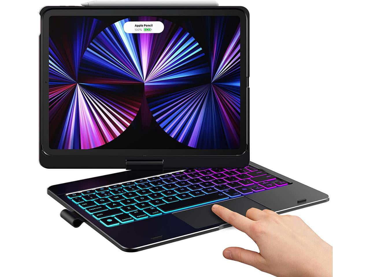 Touchpad Keyboard Case for iPad Air 5 10.9 inch 2022 / iPad Air 4 10.9 inch 2020 / iPad Pro 11 2021/2020/2018 with Multi-Touch Trackpad / Pencil Holder, 360° Rotatable,7 Color Backlit