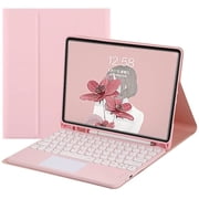 Touchpad Keyboard Case for iPad Air 5th Gen 4th Generation Color Keyboard Trackpad Cute Round Key Air 10.9 inch Detachable Touch Keyboard Slim Smart Cover with Pencil Holder