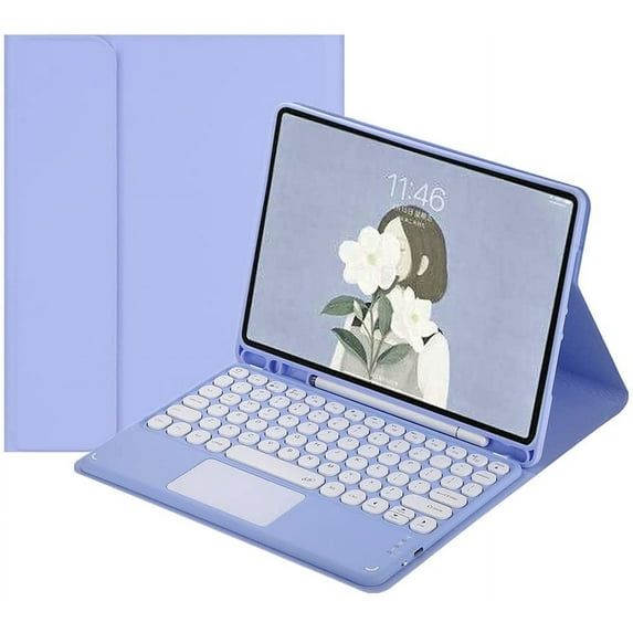 Touchpad Keyboard Case for iPad Air 5th Gen 4th Generation Color Keyboard Trackpad Cute Round Key Air 10.9 inch Detachable Touch Keyboard Slim Smart Cover with Pencil Holder