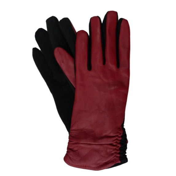 Touchpoint Womens Ruched Red Leather Tech & Text Smart Gloves S/M