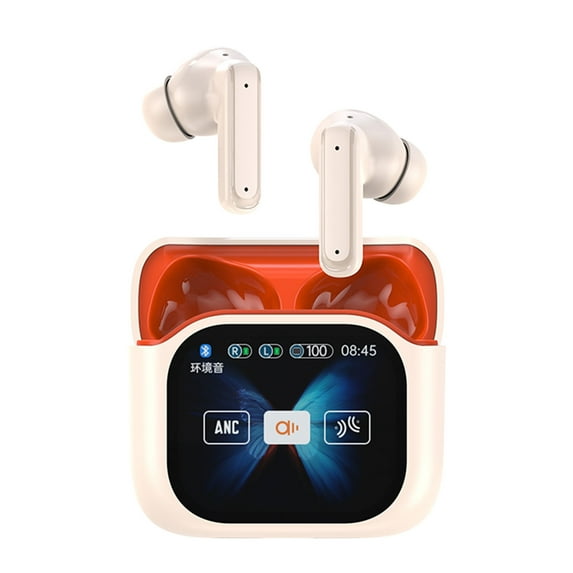 Touchscreen Bluetooth Earbuds - LED Display Wireless Headphones with Camera Control & Noise Cancellation