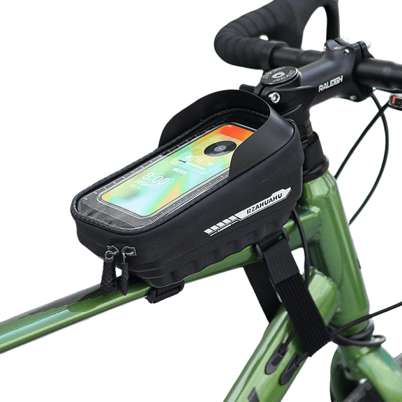 Touchscreen Cycling Bag - Waterproof Hard Shell Case with Sun Visor for Easy Phone Access, 140g, Fits 6.8" Smartphone, Reflective Safety Design