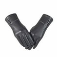 thumbnail image 1 of Touchscreen Enabled Winter Gloves for Women Leather Material Cold Protection Windproof Design for Driving and Cycling - One Pair Included, 1 of 7