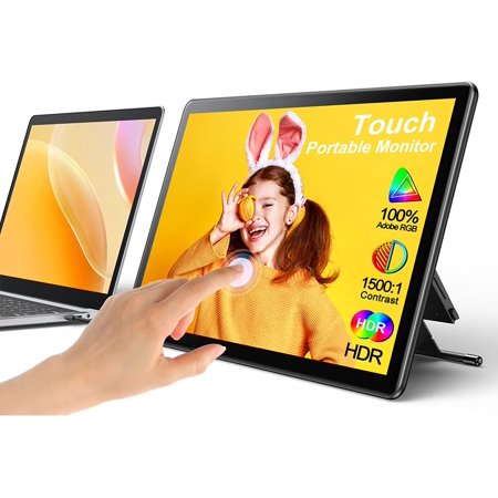 Touchscreen Gaming Monitor, UPERFECT 15.6 Inch 1080P Portable Laptop Monitor HDMI USB C External Computer Display for Laptop MacBook Phone PS4 Switch Xbox Mini PC W/ KickStand