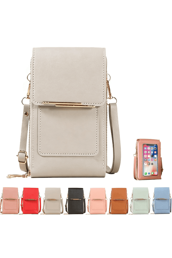 Touchscreen Leather Crossbody Phone Bag, Anti-Theft Lightweight Messenger Purse and Travel Shoulder Bag for Women