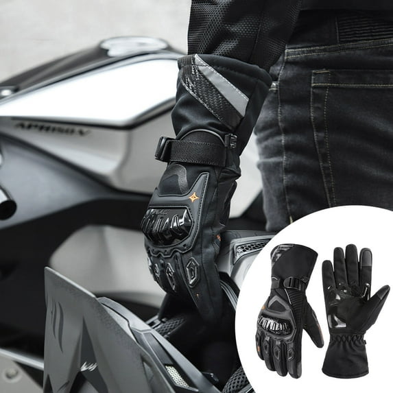 Touchscreen Motorcycle Gloves for Men Women - Winter Warm Thermal Insulated Windproof Waterproof Riding Gloves with Anti- Grip, Hard Protection, Cycling, Road Racing, Ski, Snowboard