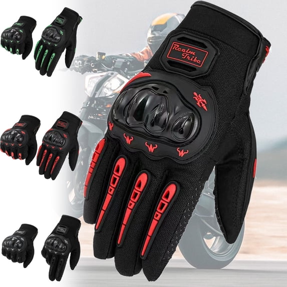 Touchscreen Motorcycle Gloves for Racing Motocross, Nylon Riding Gloves with Palm Width 3.7 3.9 inch, Shock Absorbing Knuckle Protection for Men Women, 1 Pair