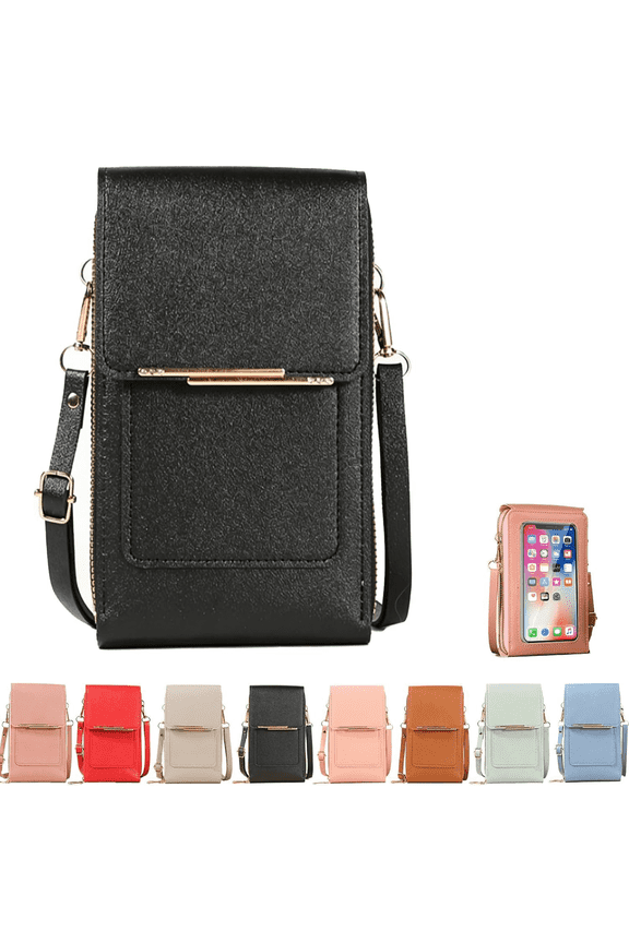 Touchscreen Phone Crossbody Bag, Anti-Theft Genuine Leather Messenger Purse for Women, Lightweight Travel Shoulder Bag