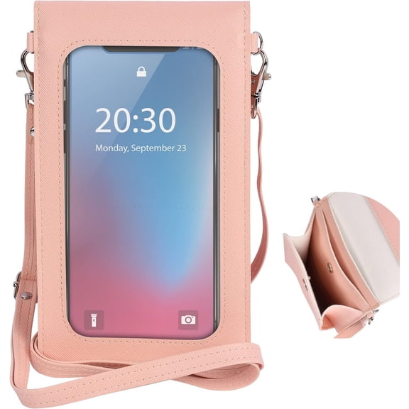 Touchscreen Phone Purse Crossbody for Women,Cellphone Crossbody with  Strap, Small Wallet Case with Transparent Window up to 6.7" Mobile Phone Purses Bag