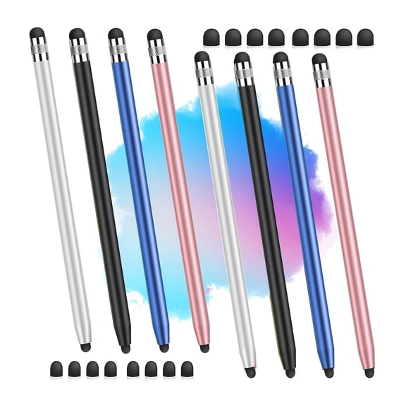 Beteliva 8-Pack Dual-Use Silicone Stylus Pens with 5mm & 7mm Tips - Compatible with iPad, iPhone, Android - Perfect for Work, Drawing, Gaming, and Learning