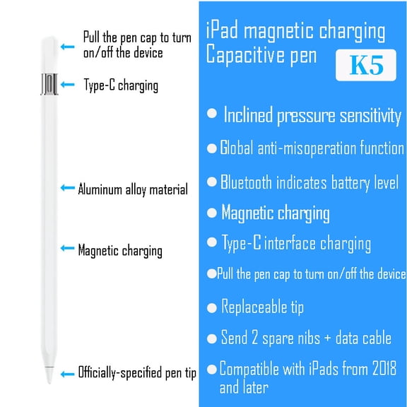 Touchscreen capacitive pen, touchscreen pen, drawing and handwriting pen are suitable for active iPad capacitive pen, Apple Pencil.