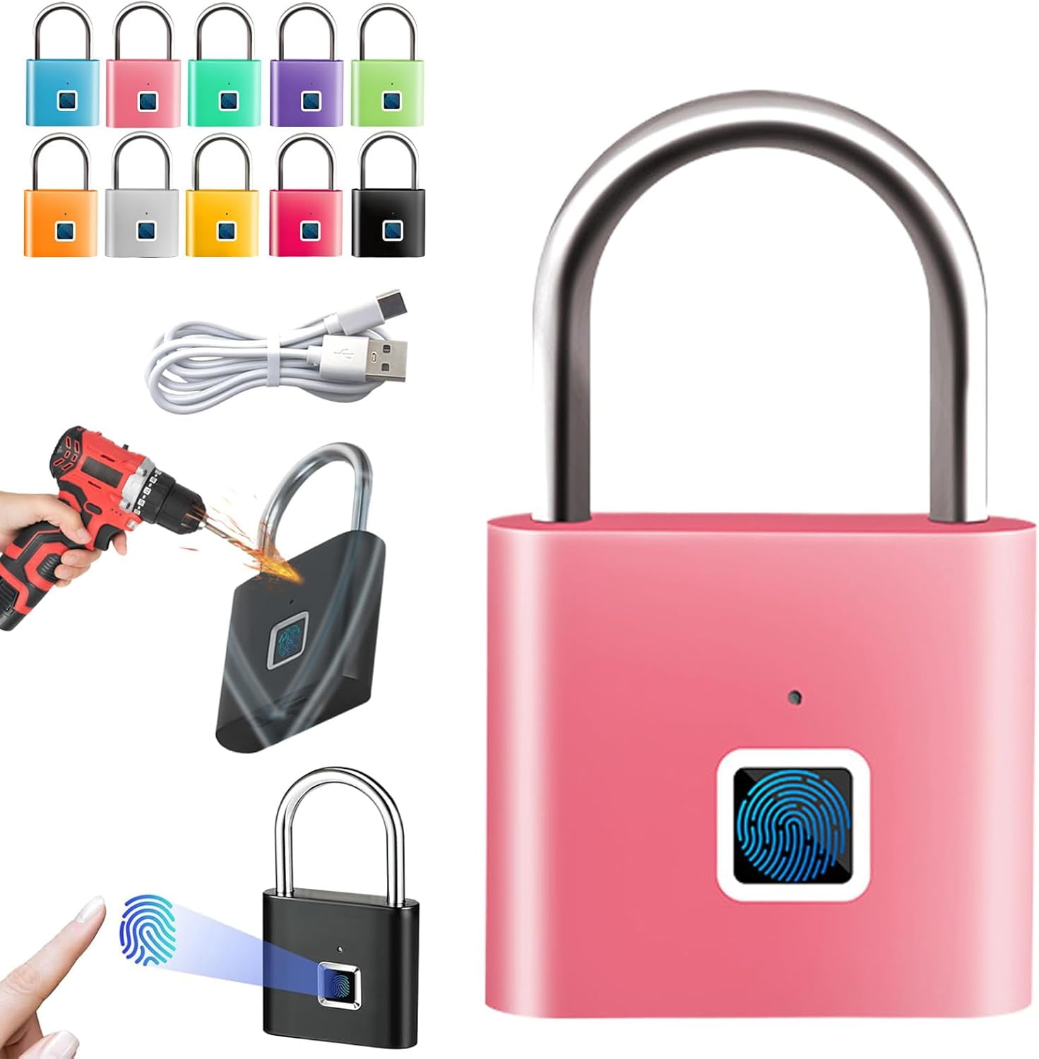 Shukong Fingerprint Padlock, Smart Padlock, Locker Lock, Combination - View #4