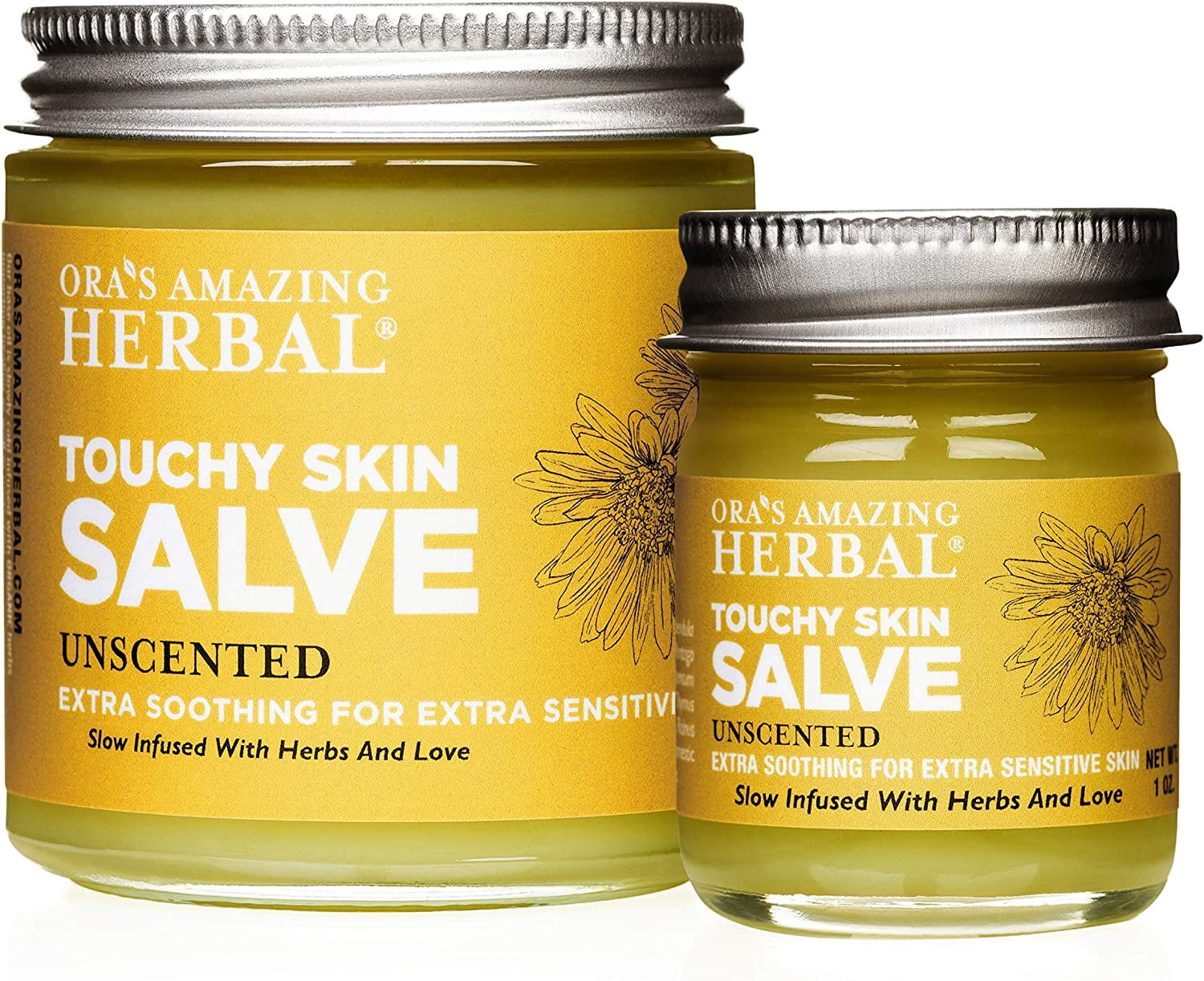 Touchy Skin Healing Salve, Eczema Treatment, Natural Eczema Ointment, Sensitive Skin, Dry Hands Feet Elbows, Cuticles, Comfrey Salve, Calendula Salve, Licorice Salve, Plantain Salve, Ora's Amazing Touchy Skin Salve 1oz & 4oz Pack