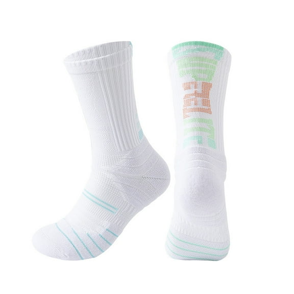 Toudaret 1 Pair Basketball Socks Alphabet Printed Mid-Tube Soft Socks Foot Protector Non-slip Outdoor Sport Cycling Hiking Running Socks for Unisex Adults