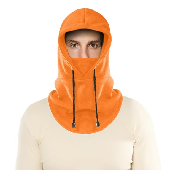 Toudaret 1 Pcs Fleece Balaclava Hat Winter Men Women Headgear Solid Color Drawstring Neck Warmer Face Guard Hat Outdoor Sports Unisex Neck Gaiter