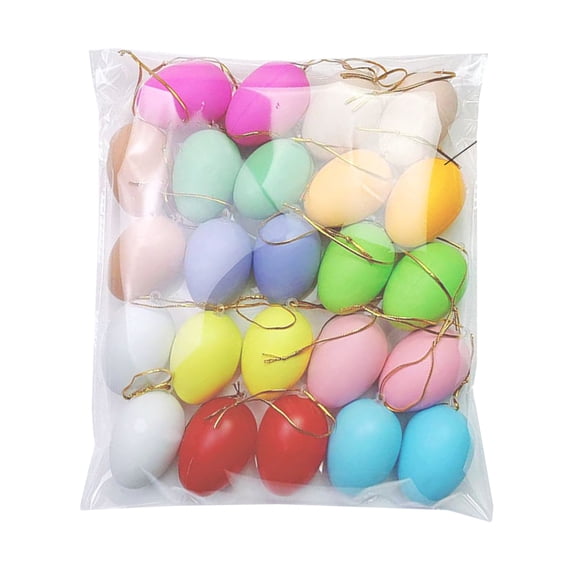 Toudaret 24Pcs Easter Egg Decorations Colorful Plastic Eggs Tree Hanging Ornament Kids DIY Craft Toys for Easter Party Home Decor