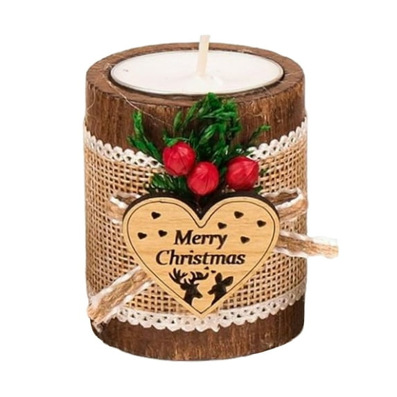 Toudaret Christmas Candle Holder,Wooden Merry Christmas Tealight Candle Holder, Xmas Tealight Holder