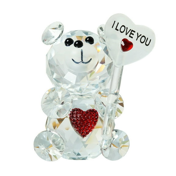 Toudaret Clear Bear Figurine Valentine's Day Gift Faux Crystal Bear Ornament Collectible Tabletop Bear Statue for Wedding Birthday Party Gift
