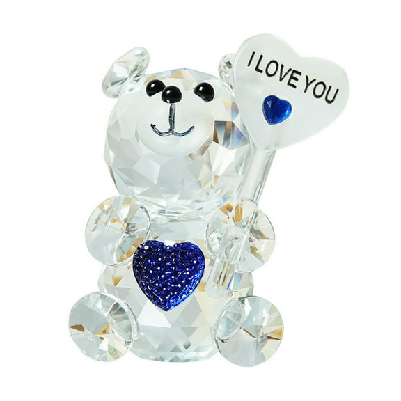 Toudaret Clear Bear Figurine Valentine's Day Gift Faux Crystal Bear Ornament Collectible Tabletop Bear Statue for Wedding Birthday Party Gift