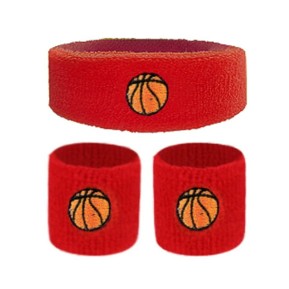 Toudaret Comfortable Sports Wristband Sports Wristband Kids Sports Headband Wristband Set Ball Embroidery Stretch Breathable Sweat Absorbing Knitted Basketball