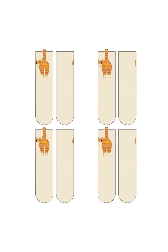 Cute Cat Socks with Balls, 3D Funny Cat Socks with Fuzzy Balls, Novelty Animal Crew Cotton Sock for Cats Lovers