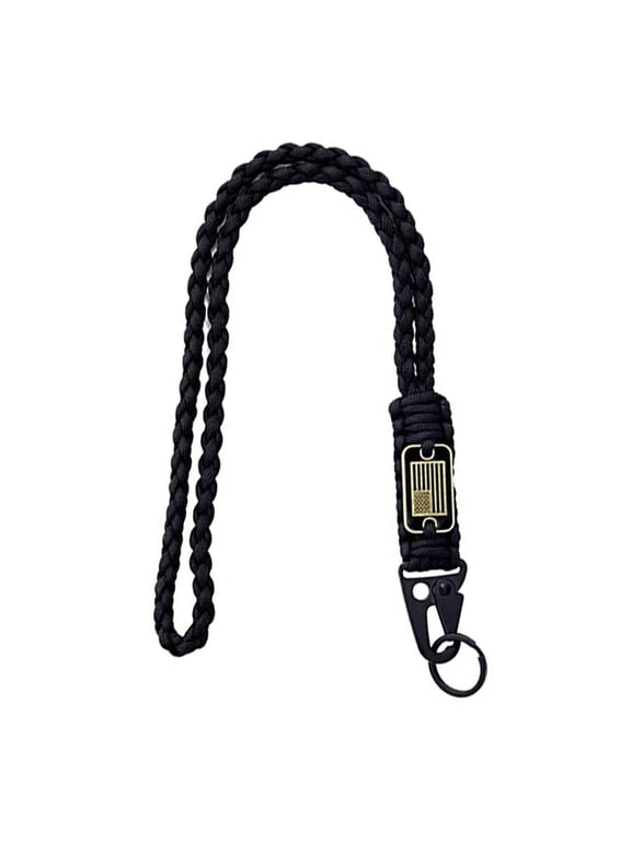 Keychain Lanyard Braided Lanyard with American Flag Tag Heavy Duty Keychain Rope Pendant for Men Adjustable Stylish Cord Key Lanyard