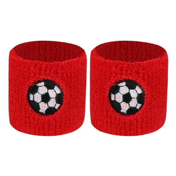 Toudaret Kids Wrist Band 2pcs Kids Sports Wristband Ball Embroidery Stretch Breathable Sweat Absorbing Boys Girls Knitted Basketball Volleyball Wrist Protector