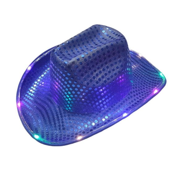 Toudaret LED Cowboy Hat Light Up Glitter Cowboy Hat with Sunglasses Sequin Space Cowgirl Hat for Women Men Costume