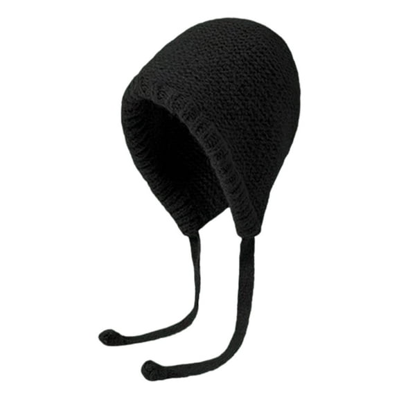 Toudaret Ladies Hat Auutmn Winter Beanie Warm Knit Hat Pile Cap Windproof Thick Ear Protection Tie Pullover Gorro Bonnet