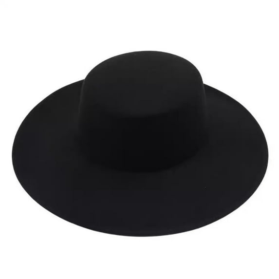 Toudaret  Retro Ladies Hat Big Wide Brim Fedora Hat Pure Color Derby Wedding Jazz Hat Prom Party Commuting Flat Top Felt Hat